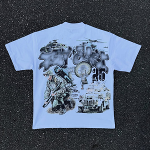 เสื้อยืดโอเวอร์ไซส์ทรงบ็อกซี่สำหรับผู้ชาย ผ้าฝ้าย 100% ระบายอากาศได้ดี แห้งเร็ว ลายกราฟิก สไตล์ไฮสตรีท - Product Image 2