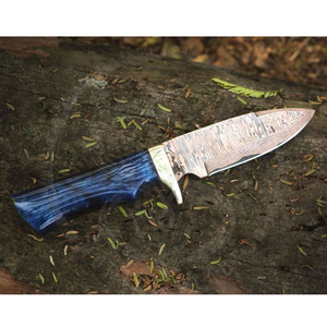 Handcrafted High-Performance Copper Damascus Steel Industrial Grade Hunting Knife Rose Wood Handle OEM Drop Point Fixed Blade - Product Image 4