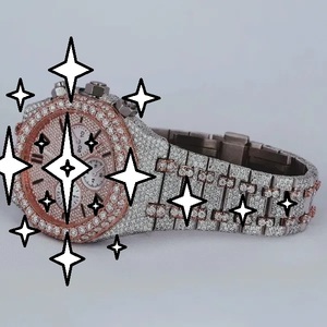 Reloj Cronógrafo Deportivo de Lujo Automático de Acero Inoxidable con Movimiento Mecánico de Cristal y Brazalete de Moissanita Estilo Hip Hop - Product Image 3