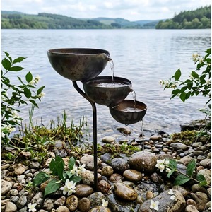 Base de suelo con 3 soportes para cadena de lluvia, para usar en esquinas de jardín y crear una obra de arte con agua de lluvia que fluye, venta al por mayor desde India - Product Image 6