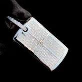 SHRAMAN DIAMOND <b>Custom</b> 925 Sterling Silver Rhodium Plated Unisex Hip Hop Jewelry Iced Rectangle Pendants Charms Moissanite Party - Product Image 3