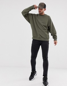 เสื้อสเวตเชิ้ตคอกลมสีเขียวมะกอกสำหรับผู้ชาย ทรงปกติ ผ้าถักเนื้อคอตตอน สวมใส่สบายๆ สำหรับฤดูใบไม้ร่วง - Product Image 1