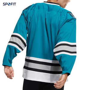 Maillot de hockey sur glace à col en V, manches longues, logo brodé personnalisé, vêtements d'équipe de hockey, maillots, 100% polyester - Product Image 6