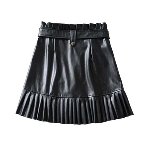 Nouvelle jupe en cuir 2026 pour femme et fille, style écolier, coupe trapèze, taille haute, plissée, avec ceinture large, pour le pickleball et le patinage - Product Image 2