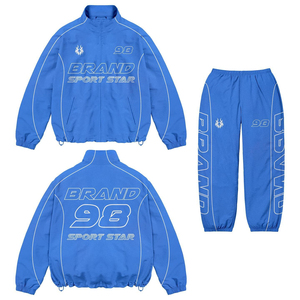 Custom Men Y2K Tracksuit Set Retro Streetwear <b>Oversized</b> Windbreaker <b>Jogger</b> Sportswear - Product Image 1