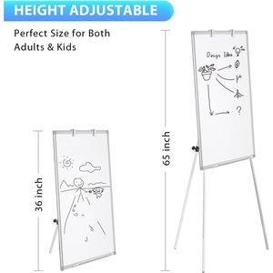 Pizarra Blanca de 36 x 24 Pulgadas con Trípode, Soporte de Atril Ajustable en Altura para Oficina, Hogar y Enseñanza en el Aula - Product Image 3