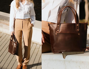 Premium Full-grain Leather Mini Tote Bag with Removable <b>Strap</b> Handcrafted Travel Companion and Zipper Compartment - Product Image 6
