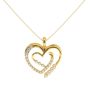 Pendentif Cœur Ouvert Élégant en Or 14K Ajretail avec Diamant Naturel de 0,29 Carat Certifié Couleur HI Clarté VS-SI Symbole d'Amour - Product Image 1