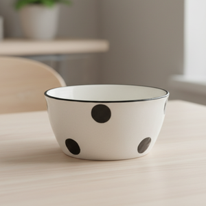 Bol à soupe en grès de qualité supérieure 3460896-11.5, 4,5 pouces, décoration cercle noir - Product Image 3