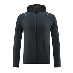Chaqueta Deportiva con Capucha y Cremallera Completa para Hombre, de Secado Rápido, Poliéster, Manga Larga, Color Sólido, para Otoño - Product Image 3