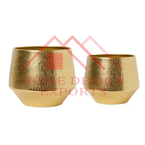 Maceta de metal dorada para interiores moderna, maceta de metal redonda decorativa para Decoración de mesa - Product Image 1