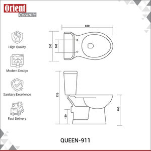 ลดราคาพิเศษสำหรับโถสุขภัณฑ์เซรามิกสีขาวแบบสองชิ้น คุณภาพสูง ทันสมัย สำหรับใช้ในบ้านและเชิงพาณิชย์ - Product Image 3