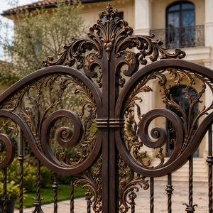 Puerta de Entrada de Hierro Forjado Ornamental de Lujo, Puerta Decorativa de Metal para Entrada de Vivienda, Jardín, Seguridad, Puerta Principal - Product Image 4
