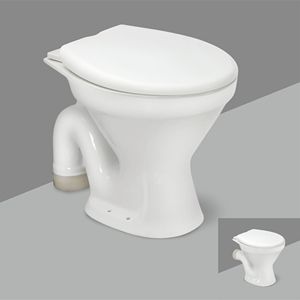 WC en céramique élégant de style européen, à double siphon (S et P), allongé, pour installation au sol, haute efficacité, finition soignée - Product Image 3