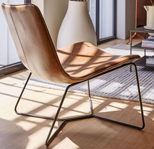 Silla Moderna de Cuero para Sala de Estar, Estructura Metálica, Respaldo Sólido, Diseño Ergonómico, Estilo Minimalista, Muebles para el Hogar - Product Image 6