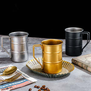 Mug à bière et cocktail style baril de pétrole, en acier inoxydable côtelé, verre à café créatif, mug industriel en métal pour le camping et l'extérieur - Product Image 4