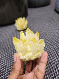 Cristal de Cuarzo Citrino Fantasma Amarillo, Grado Clúster, Redondo, Natural, Piedra Energética Curativa, Gujarat - Product Image 3