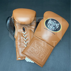 No Boxing No Life Gants de boxe professionnels en cuir de vachette de qualité supérieure à lacets Rembourrage épais à 4 couches Respirant Évacuation de l'humidité - Product Image 1