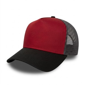 <b>Cheap</b> Price Two Tone Red Black Trucker Hat Mesh Panel Adjustable Snapback Plain Front Custom Logo Summer Lightweight Casual Cap - Product Image 4