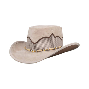 Leather Cowboy <b>Hat</b> Striped Unisex Beaded Mesh <b>Band</b> Beach Outdoor Casual Summer 48-50cm Adult Western Style - Product Image 1