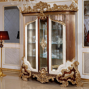 European Luxury Dining <b>Table</b> Set Furniture Mahogany Antique Hand Carved Display Cabinet and Mirror <b>Buffet</b> Resort Residence - Product Image 5