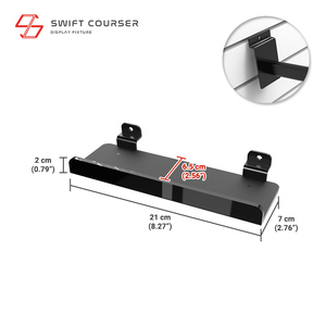 Accessoires de présentation pour le commerce de détail : Étagère en acrylique pour panneau rainuré avec rebord pour petits articles - Product Image 3