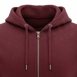 Ensemble de survêtement pour homme, couleur bordeaux, à capuche, fermeture éclair intégrale, sweat-shirt et pantalon décontractés, couleur unie, 100% coton, respirant, vêtements d'automne - Product Image 4