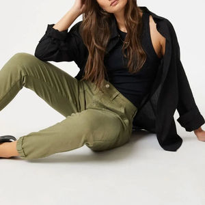 Pantalon cargo en toile élastique de haute qualité pour femme, coupe large, style parachute, respirant, mode hiver - Product Image 5