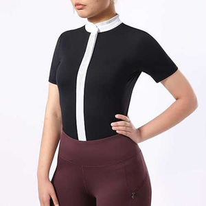 Chemises d'équitation personnalisées imprimées de haute qualité pour femmes, manches courtes, sous-vêtement d'équitation, 100% polyester, imperméable - Product Image 4
