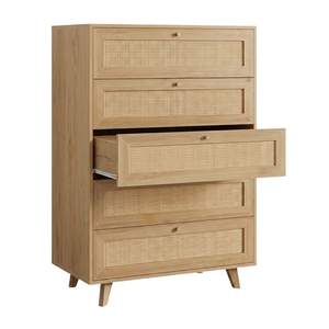 Commode haute à 5 tiroirs en rotin pour enfants, mobilier de chambre d'enfant, prix d'usine, bon marché, haute qualité, nouvelle collection, vente chaude - Product Image 1