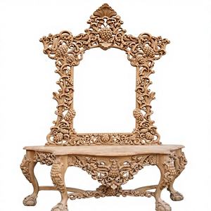 Coiffeuse moderne en acier inoxydable et bois, miroir élégant pour salle de bain, salon et chambre à coucher (vente en gros) - Product Image 1