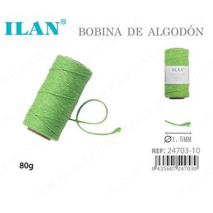 ด้ายฝ้ายอิลัน 80 กรัม สีเขียว 1.5 มม. สำหรับเย็บผ้า - Product Image 3