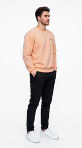 Sweat-shirt à col rond pour homme Oneten Apparel, couleur pêche, décontracté, uni, manches longues - Product Image 3