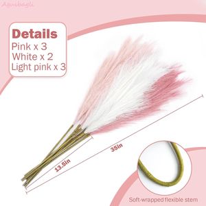 8 Pezzi di Erba della Pampa Artificiale Rosa, 35 Steli Alti e Soffici, Grandi Fiori Colorati, Pianta Artificiale - Product Image 2