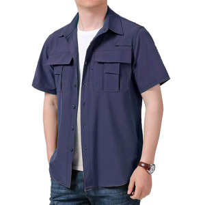 Chemises de pêche pour hommes en tissu mélangé coton et élasthanne, fabriquées par des fabricants de tissus polyester et élasthanne, couleurs unies. - Product Image 1