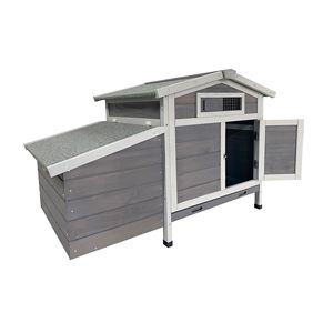 Pollaio per Galline da Esterno con Struttura in Legno Grigio, Nuovo Tetto in Acciaio Asfaltato, Vassoio Estraibile, Nido e Facile Accesso Frontale - Product Image 6
