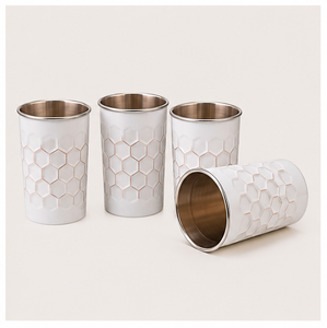 Premium White Powder Coated Pure <b>Copper</b> Tumbler Set with Modern Water Glass for Healthy Hydration & Home Decor - Product Image 6