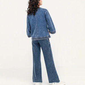 Jeans en denim |   Nouveau pantalon en jean rétro style américain pour hommes et femmes, coupe décontractée ample et droite, jambe large, effet délavé automne - Product Image 3