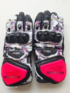 Gants de moto unisexes en cuir rose camouflage avec protection des articulations, gants de protection intégrale pour la conduite sportive, OEM - Product Image 6
