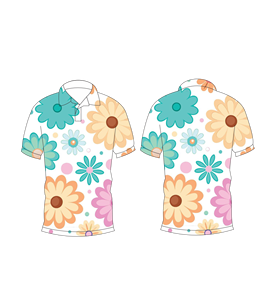 Mens Pastel Floral Print Polo Shirt Custom Sublimation Short Sleeve Summer Casual Breathable Lightweight Golf Shirt - Product Image 3