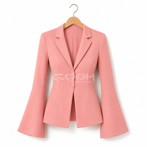 Chaqueta Blazer Rosa Delta Sigma de Cosh International con Mangas Acampanadas, Ropa Griega, Bordado de Hermandad, Chaqueta de Oficina para Mujer - Product Image 1
