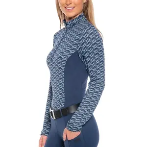 Camicie da equitazione da donna di alta qualità personalizzate OEM all'ingrosso camicia da competizione equestre di parigi colore Navy