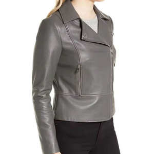 Chaquetas de Mujer de Cuero Genuino con Detalles en Verde Claro, Proveedor OEM ODM de Ropa Exterior para Motociclistas - Product Image 4