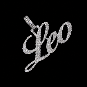 925 <b>Silver</b> Gold Plated Personalized Cursive Script Bling Pave Nameplate <b>Necklace</b> Moissanite Custom Pendants Anniversary Charms - Product Image 1