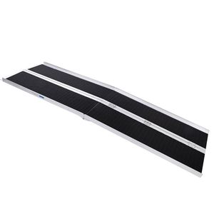 8FT <b>Lightweight</b> Aluminum Alloy <b>Mobility</b> Ramps Four-section Non-Skid <b>Folding</b> Wheelchair <b>Scooter</b> Ramps - Product Image 1