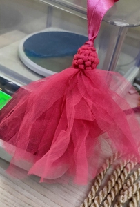 Porte-clés en tulle rose avec pompon, décoration suspendue, style bohème, décoration intérieure, accessoire pour le salon - Product Image 5