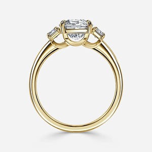 2.45CT Elongated <b>Cushion</b> Cut Three Stone Lab Grown Diamond Engagement Ring 14K Yellow Gold Wholesale - Product Image 4