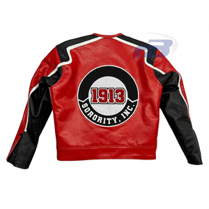 Delta | Sigma | Theta DST Quilted Womens PU Leather Patchwork Front Greek Sorority Motorcycle Style <b>Zip</b>-<b>Up</b> Streetwear <b>Jacket</b> - Product Image 2
