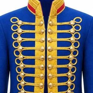เสื้อแจ็คเก็ตคอจีนสีน้ำเงินสำหรับผู้ชาย แต่งขอบสีแดงและสีเหลือง เหมาะสำหรับชุดยูนิฟอร์ม - Product Image 6