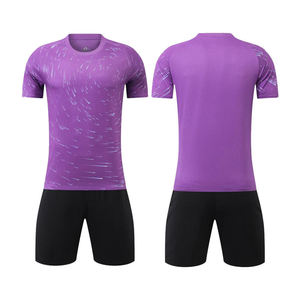 <b>Soccer</b> Uniform Set Purple Short Sleeve Crew Neck Sublimated Wholesale Blank Football Uniforms 100%polyester Quick Dry Breathable - Product Image 1